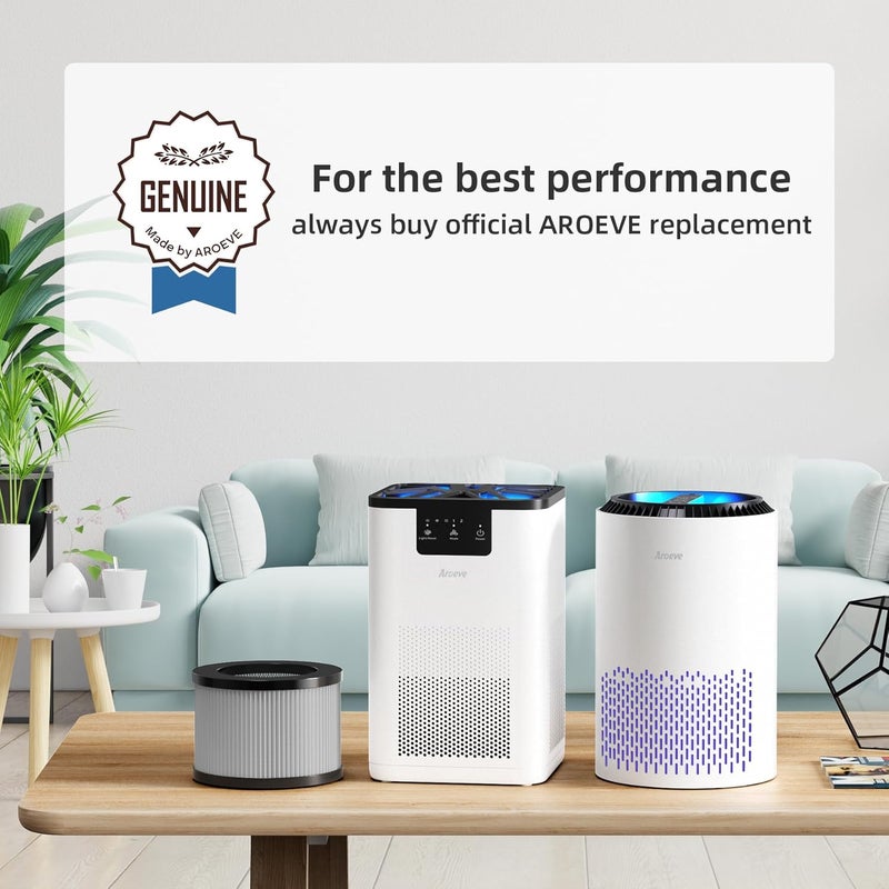 AROEVE MK01&MK06 Air Purifier Replacement Filter, Smoke Remove Material 4 -in-1 Filter with Activated Carbon Mix, Against for Smoke, Odors, and VOCs, 1 Pack- Grey - Image 5